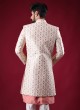 Raw Silk Jacket Style Indowestern In Cream Color